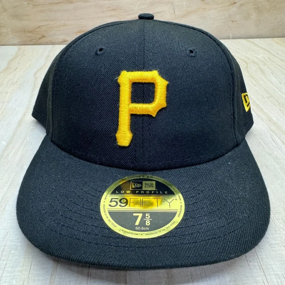 NEW Pittsburgh Pirates New Era 59FIFTY LOW PROFILE Fitted Hat Cap Sz 7 5/8